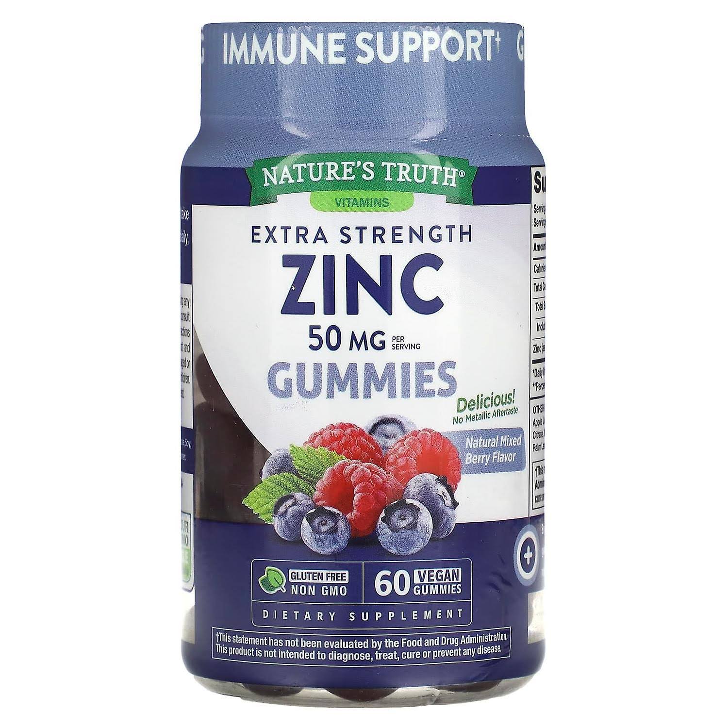 Nature's Truth Zinc, Extra Strength, 50 mg, Gummies, Natural Mixed Berry - 60 gummies