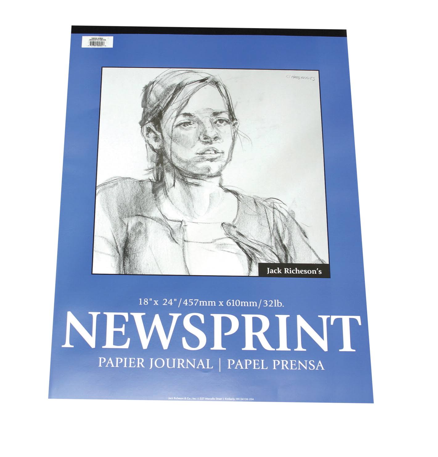 Jack Richeson Rough Newsprint Pad 32 lb 24 x 36 in 50 Sheets