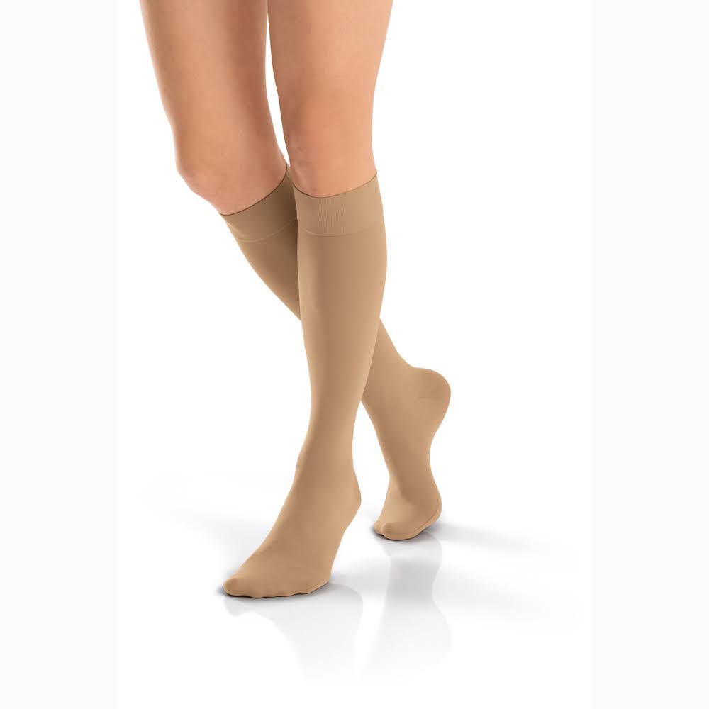 Jobst Opaque Medical Leg Wear, Knee High Stockings, Silky Beige, Small