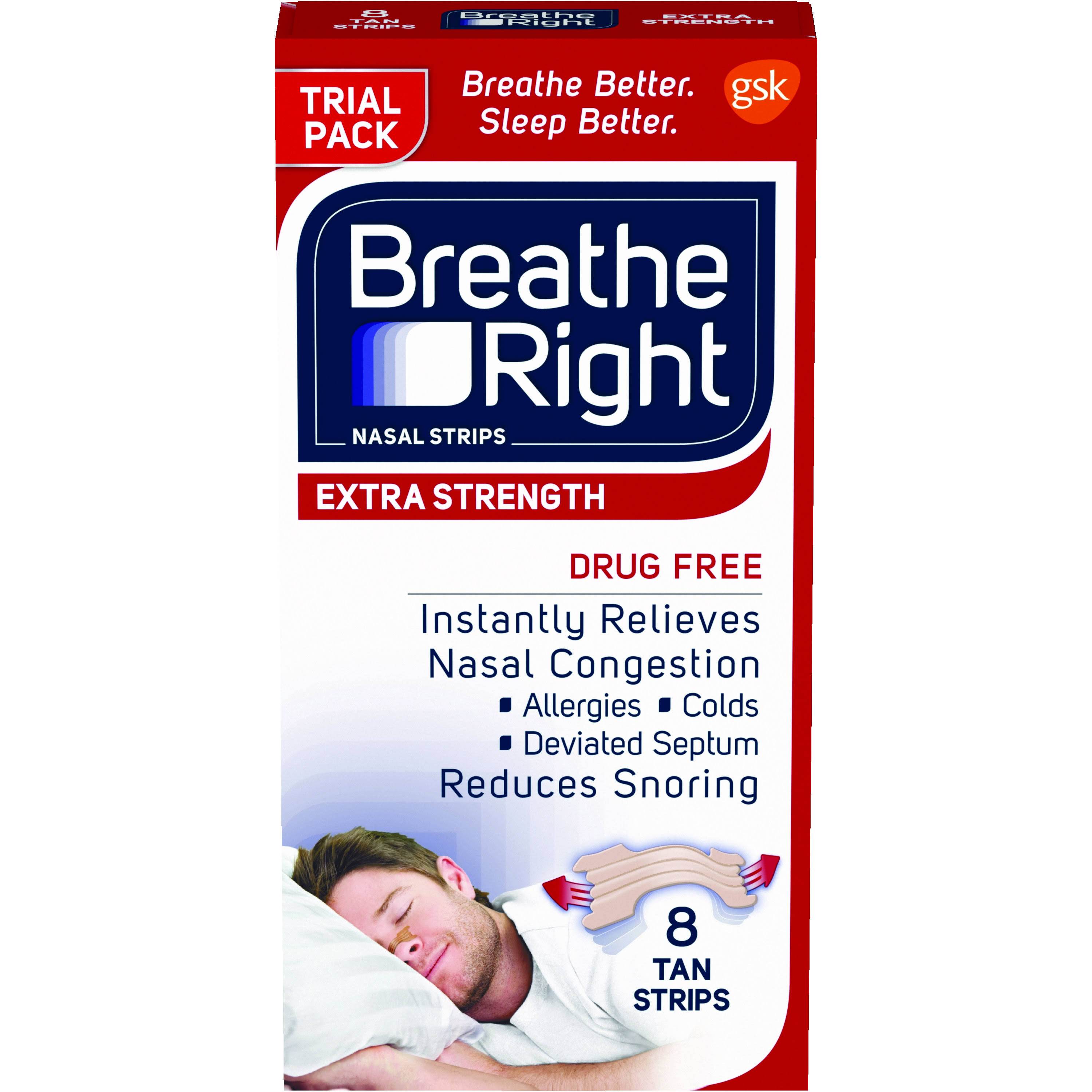Breathe Right Nasal Strips Extra Tan - 8 ct