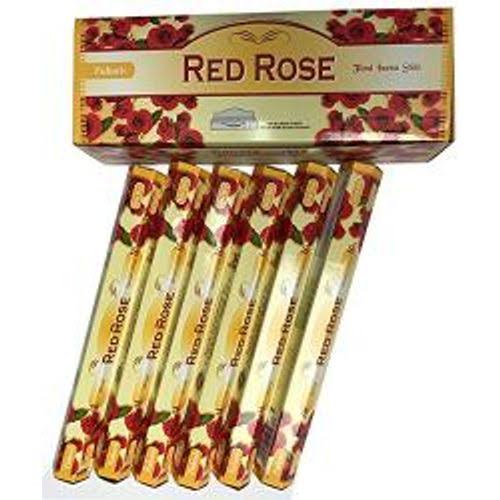 Tulasi Incense Sticks (Red Rose) - 20 Stick Hex Pack