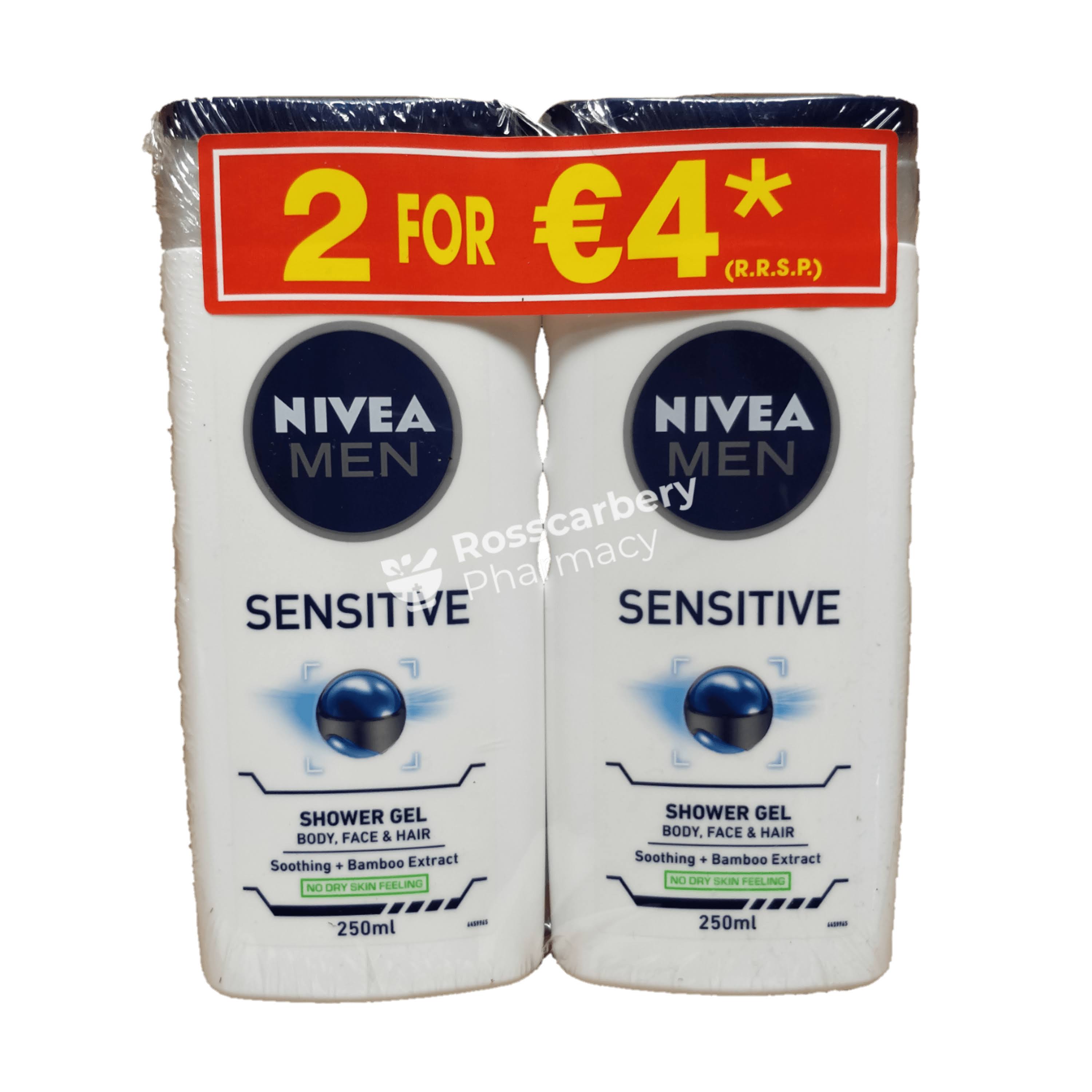 Nivea For Men Sensitive Shower Gel 250ml - 2 Pack