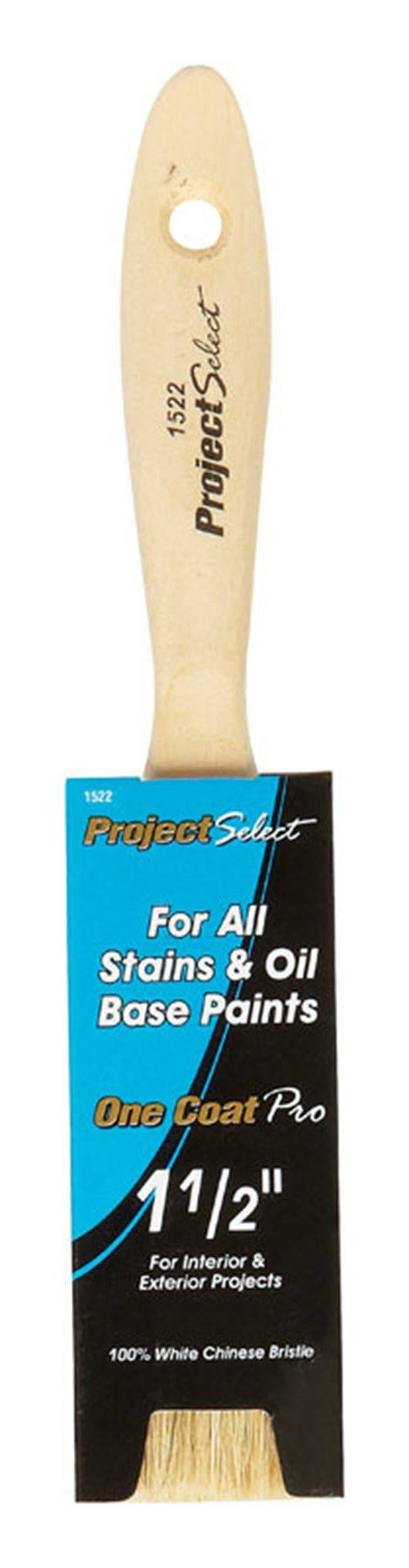 Linzer Project Select Flat Finest Natural Brush - White Bristle, 1 1/2"