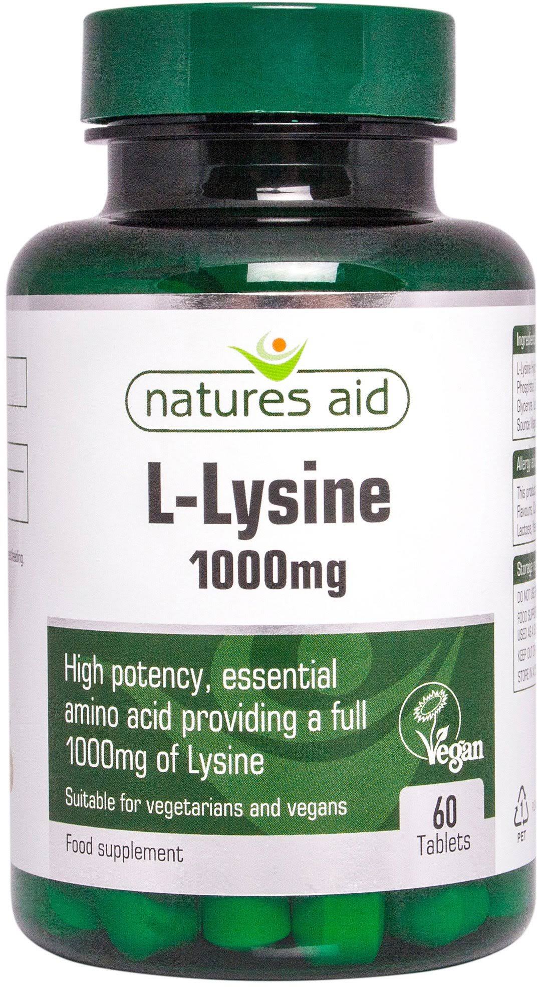 Nature's Aid L-Lysine Food Supplement - 1000mg, 60 Tablets