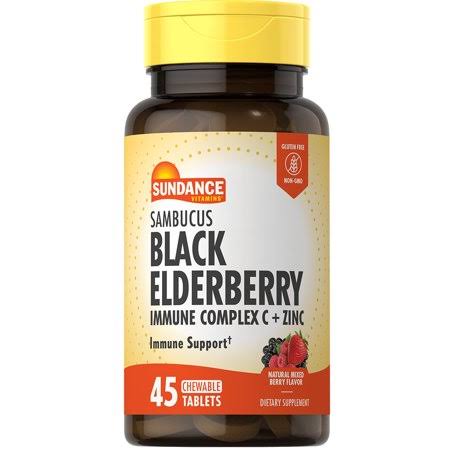 Sundance Vitamins Sambucus Black Elderberry Chewable Tablets - 45 ct