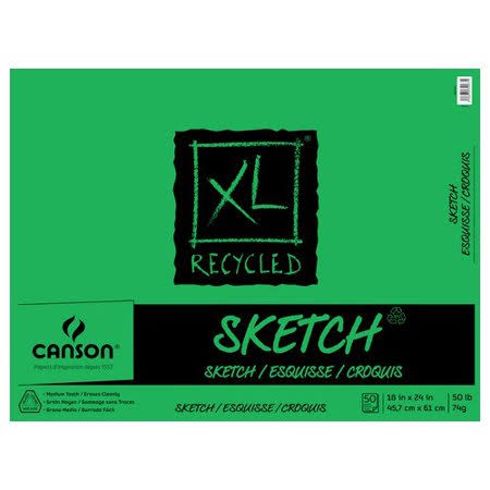 Canson XL Series Recycled Paper Sketch Pad, Fold Over, 50 Pound, 18 x 24 Inch, 50 Sheets