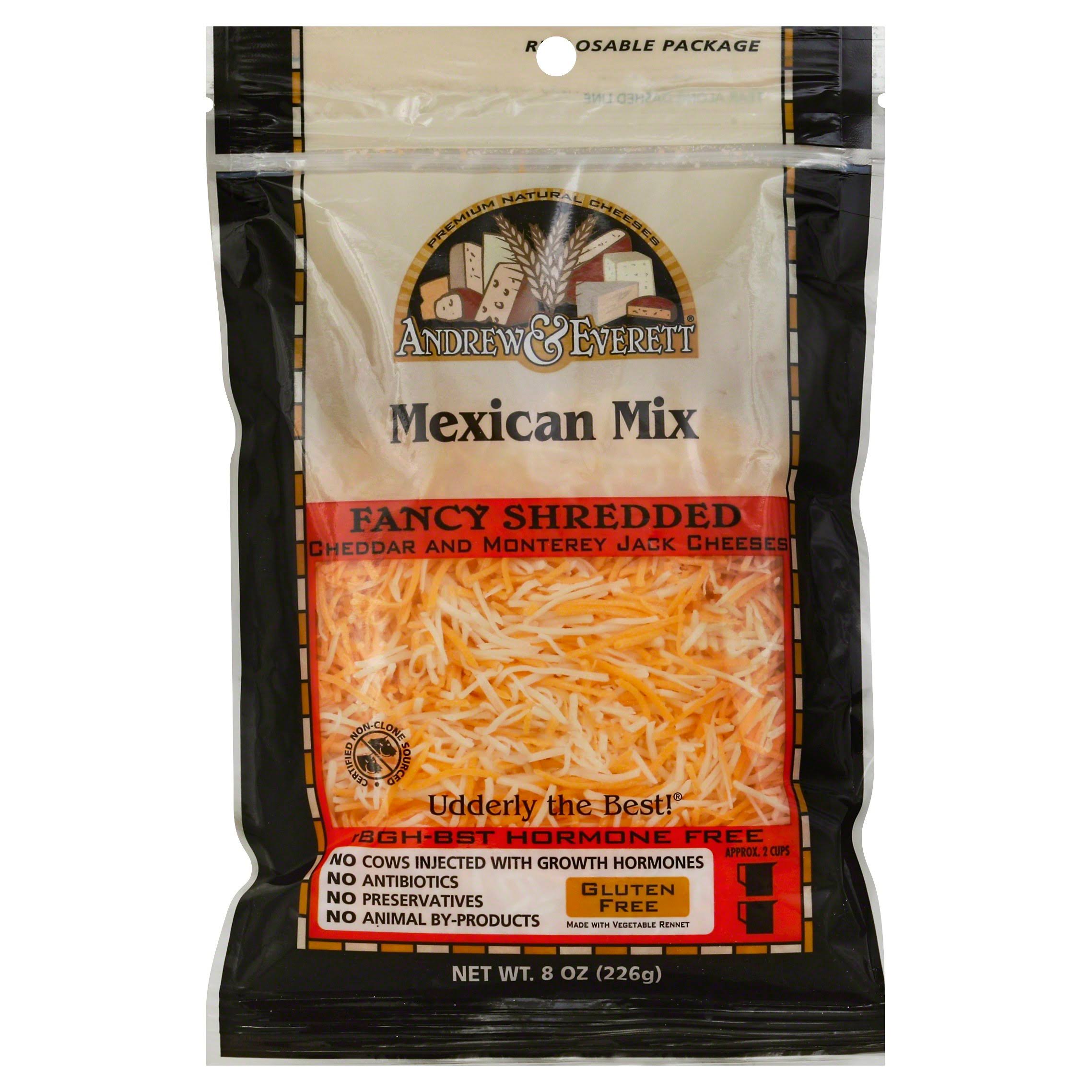 Andrew & Everett Cheese, Fancy Shredded, Mexican Mix - 8 oz