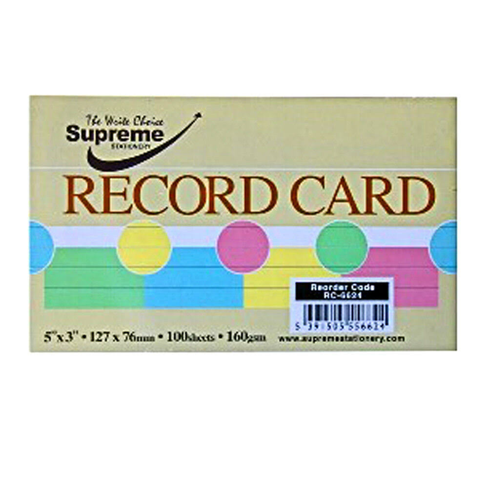 Supreme Record Cards - Pastel Colours, 5x3