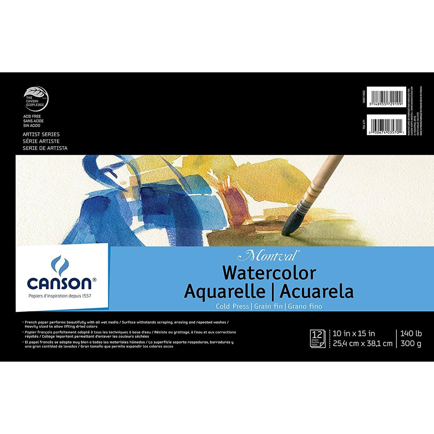 Canson C100511052 Watercolor Pad - 10" x 15"