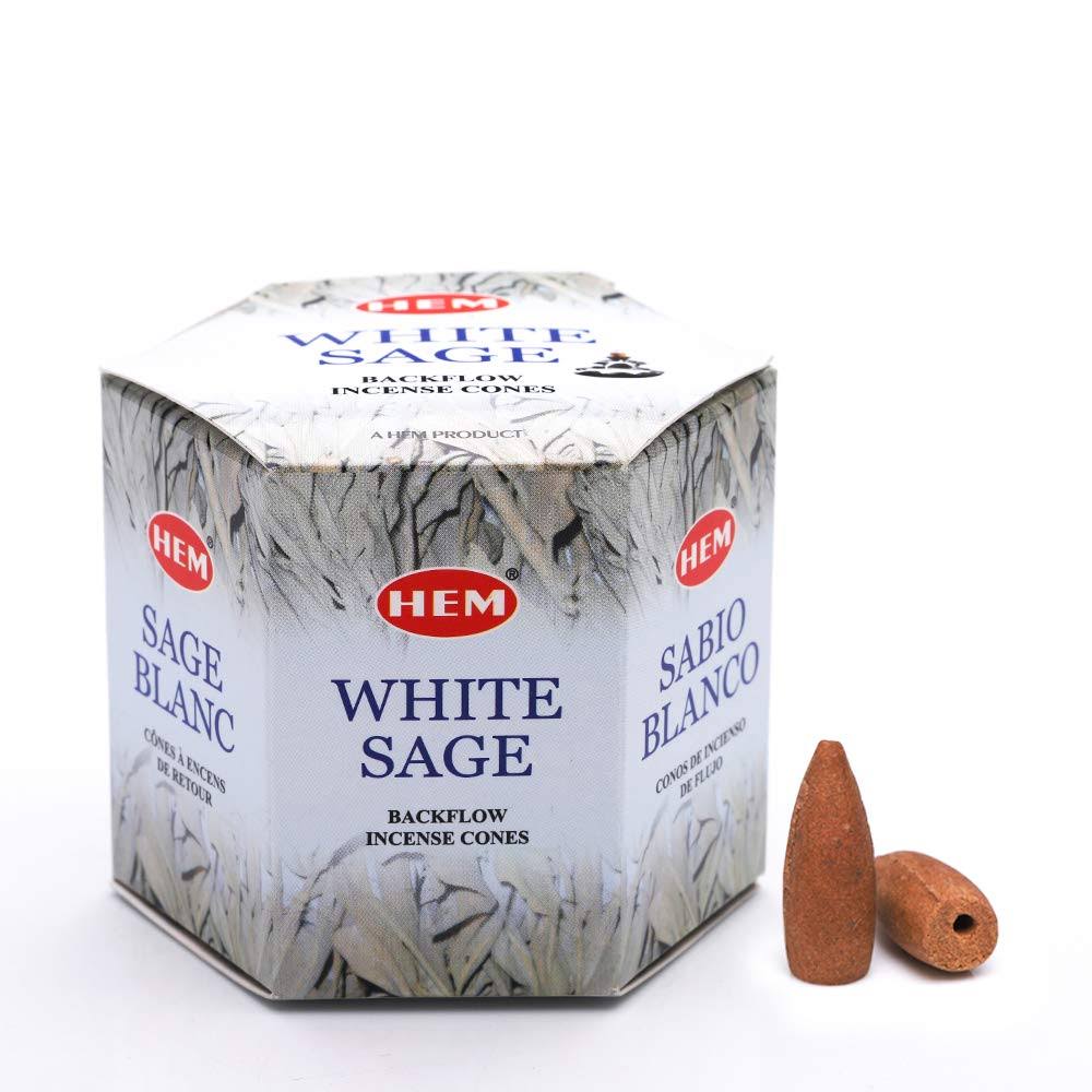 Hem White Sage 80 Backflow Incense Cones Meditation Fragrance -