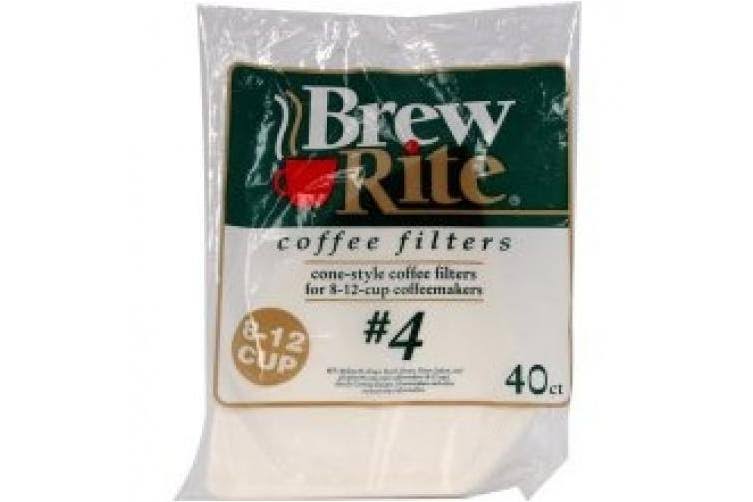 Brew Rite #4 8-12 Cup Cone Style Coffee Filters - 40ct
