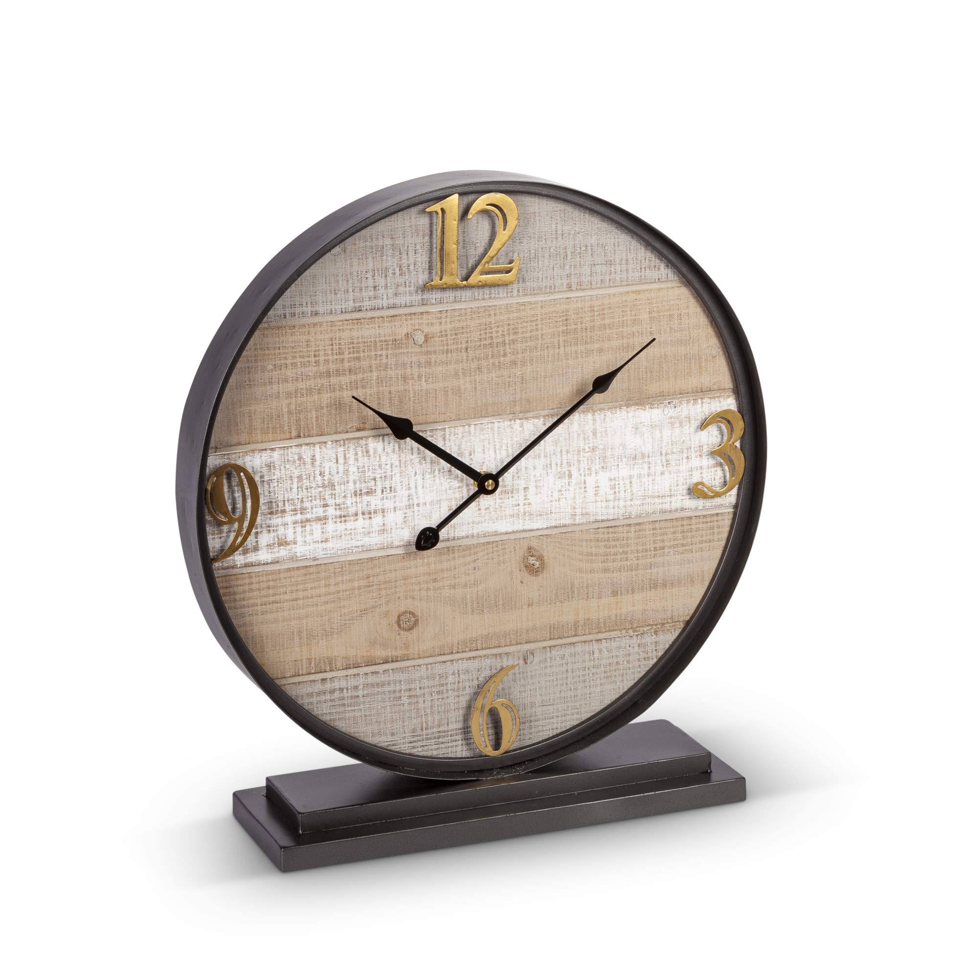 Lone Elm Studios Contemporary Round Wood Table Clock One-Size