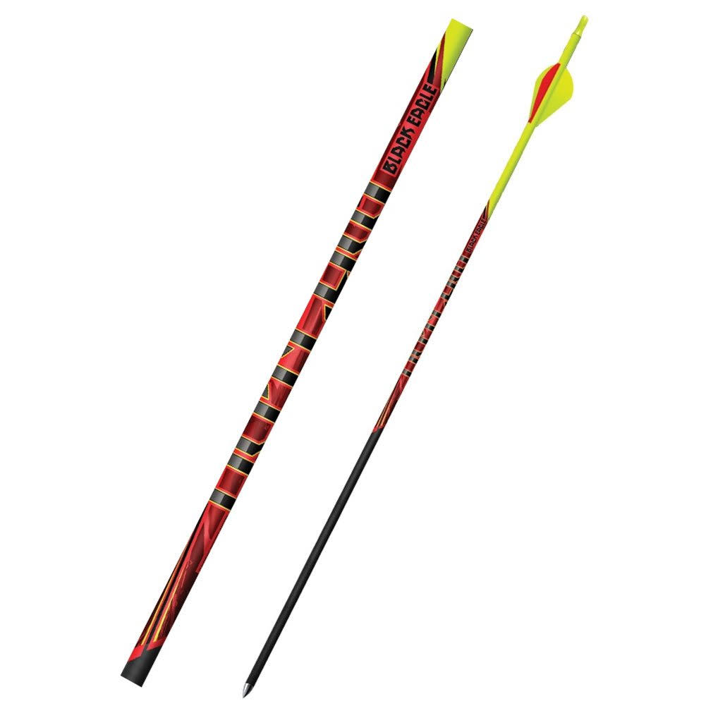 Black Eagle Outlaw Fletched Crested Arrows - .005", 6 Pack, Fluorescent Yellow Crested