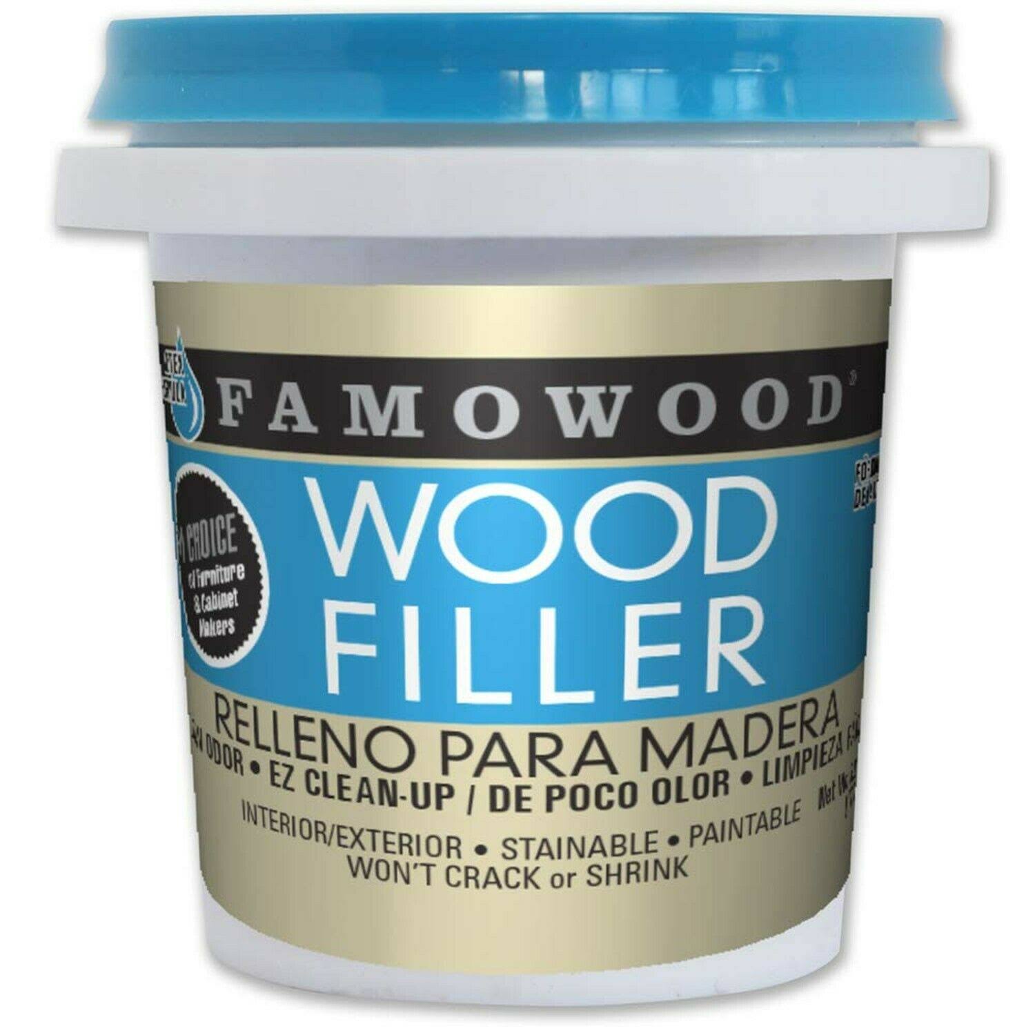 FamoWood 40042148 Latex Wood Filler - 1/4 Pint, White Pine