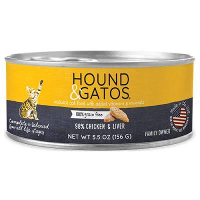 Hound & Gatos Canned Cat Food 5.5oz, Chicken & Liver