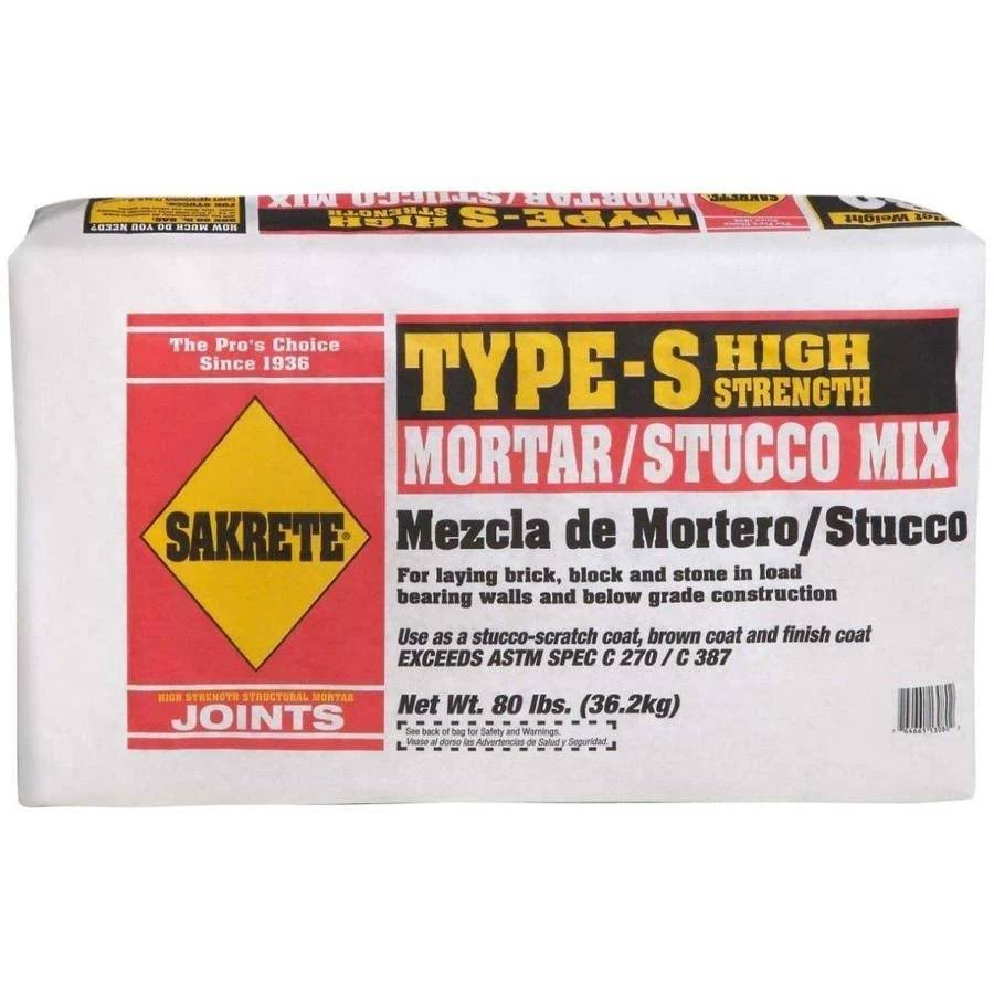 Sakrete High Strength Mortar Mix, Type S, Gray - 80 lb box