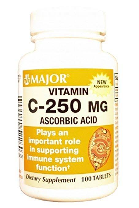 Major Vitamin C-250 mg, 100 Tablets Each (1 Pack)