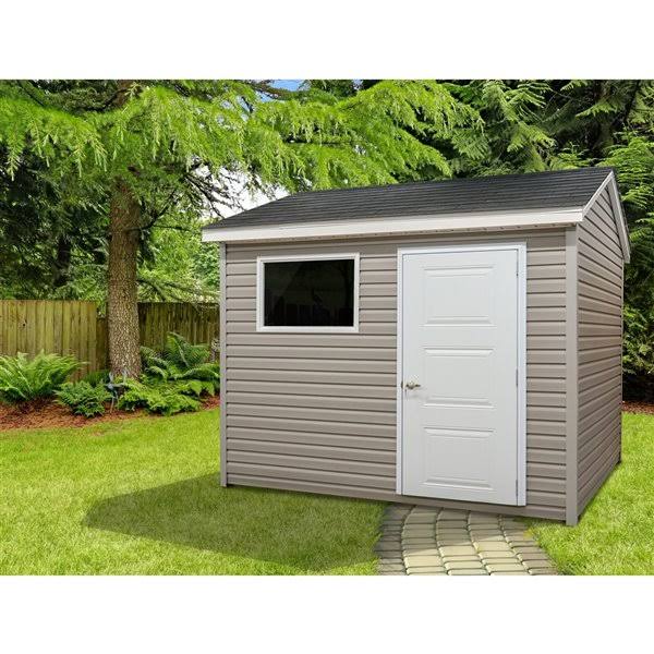 Cabanons Riopel | Riopel William Storage Shed - White And Grey Vinyl - 8-Ft X 10-Ft - Requires Assembly | Rona