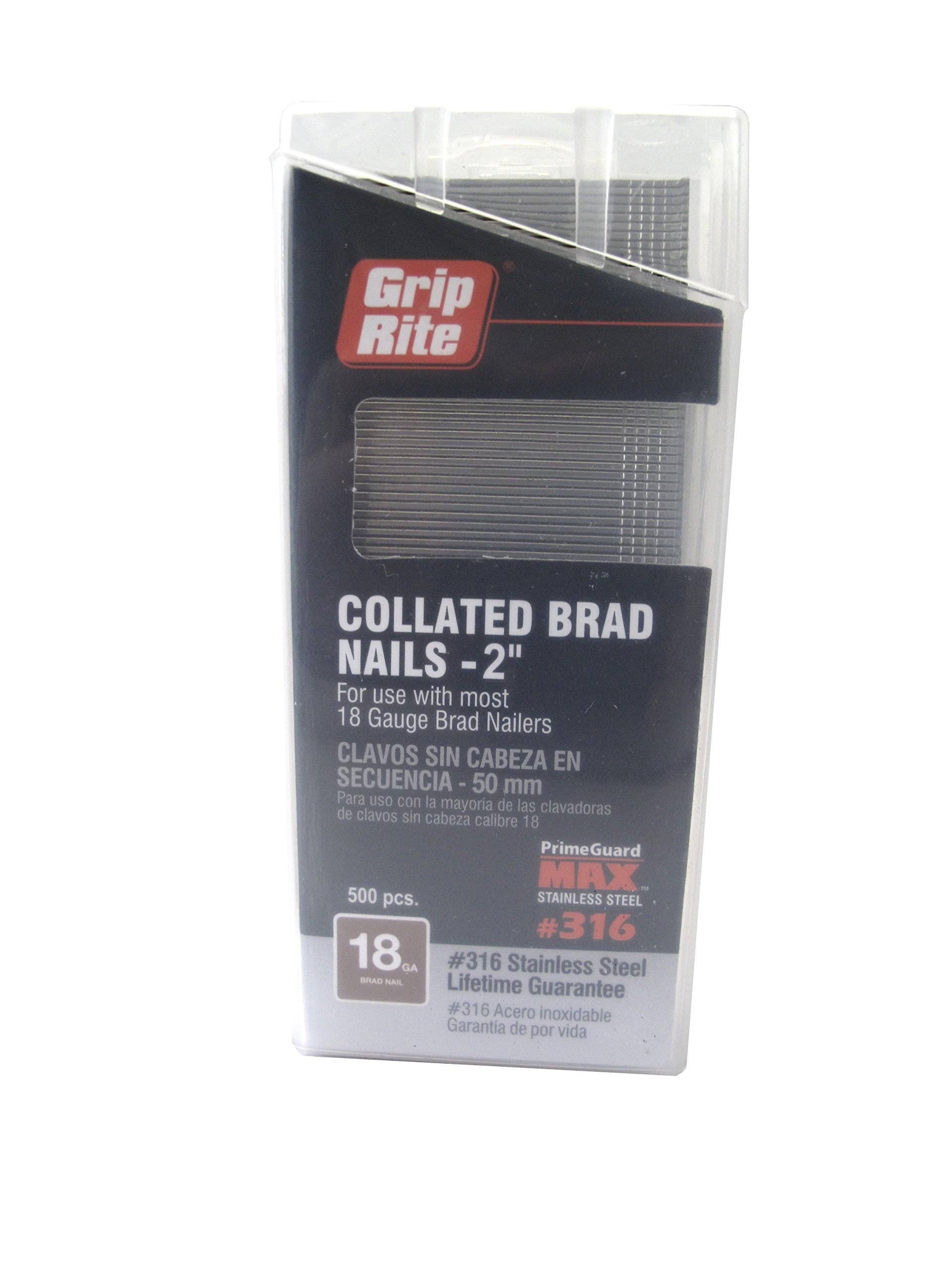 Grip Rite Collated Brad Nails - 18 Gauge, Stainless Steel, 50mm