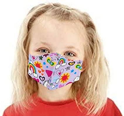 100% Cotton Multi Layered Reusable Kids Sizes Dust Face Mask (Unicorn)