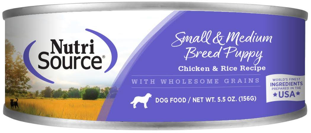NutriSource Canned Puppy Small Medium Breed Chicken and Rice 5.5oz.