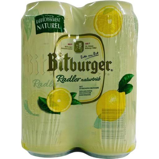 Bitburger Beer, Radler Naturtrub - 4 pack, 16.9 fl oz