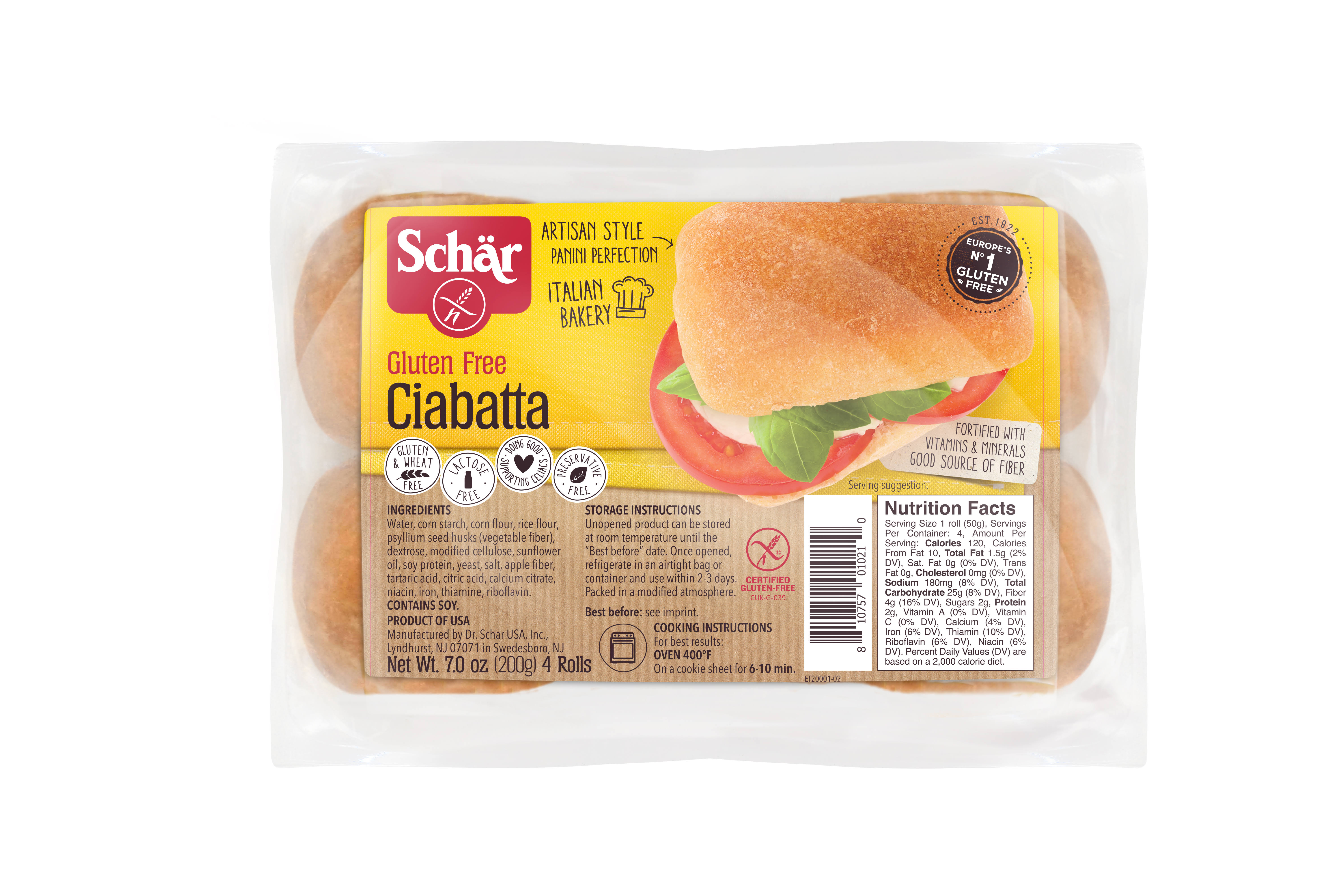 Schar Gluten-Free Ciabatta Parbaked Rolls - 7oz, 4ct