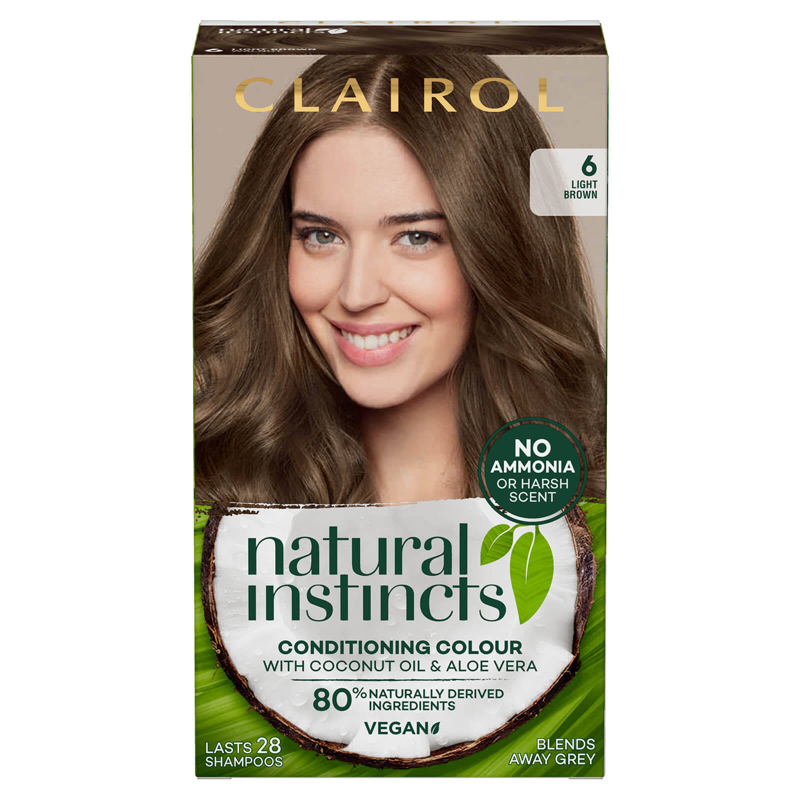 Clairol Natural Instincts Semi-Permanent No Ammonia Vegan Hair Dye 177ml (Various Shades) - 6 Light Brown
