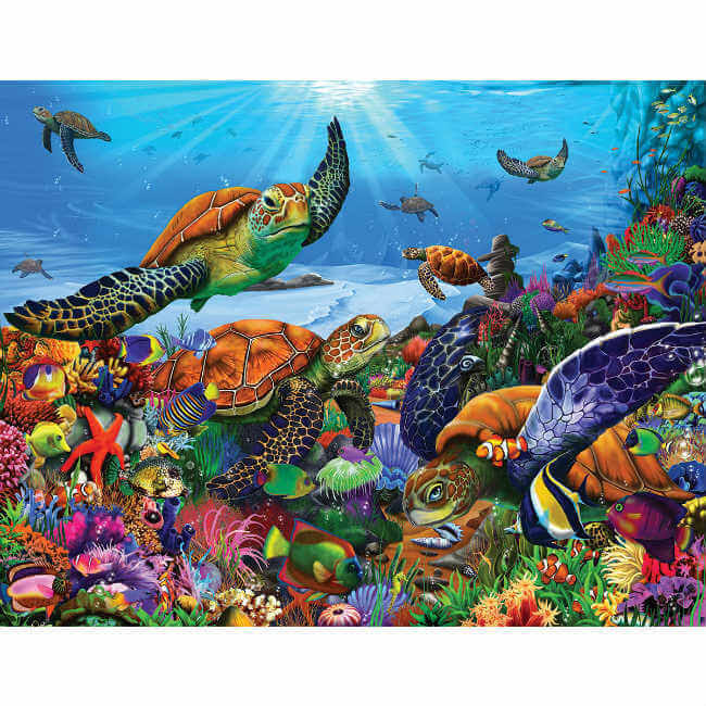 White Mountain Puzzles Amazing Sea Turtles, 300 Piece Jigsaw Puzzle