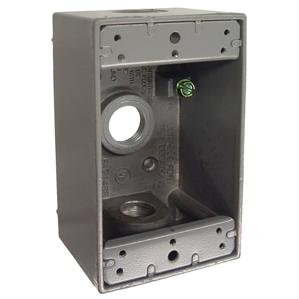 Hubbell Bell 5320-0 Outlets Weatherproof Box - Gray, Single Gang, 3.5"