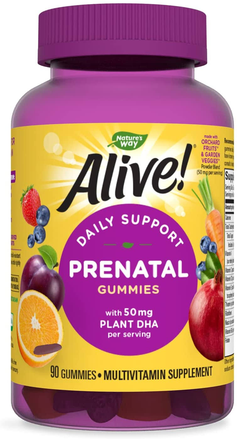 Nature's Way Prenatal Gummies Plant DHA Supplement - Strawberry Lemon Flavored, 90 Count