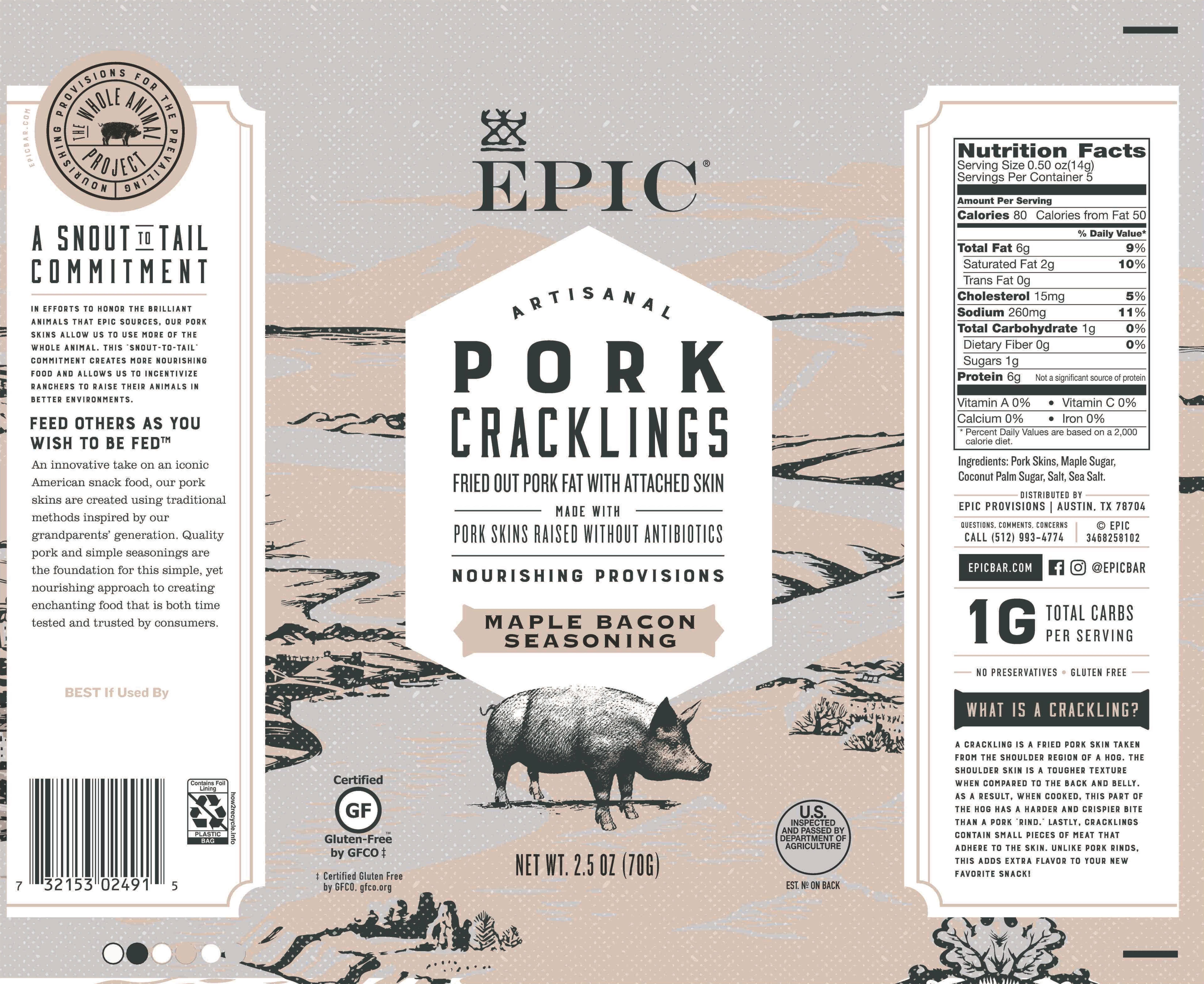 Epic Pork Crackling - Maple Bacon Seasoning, 2.5oz
