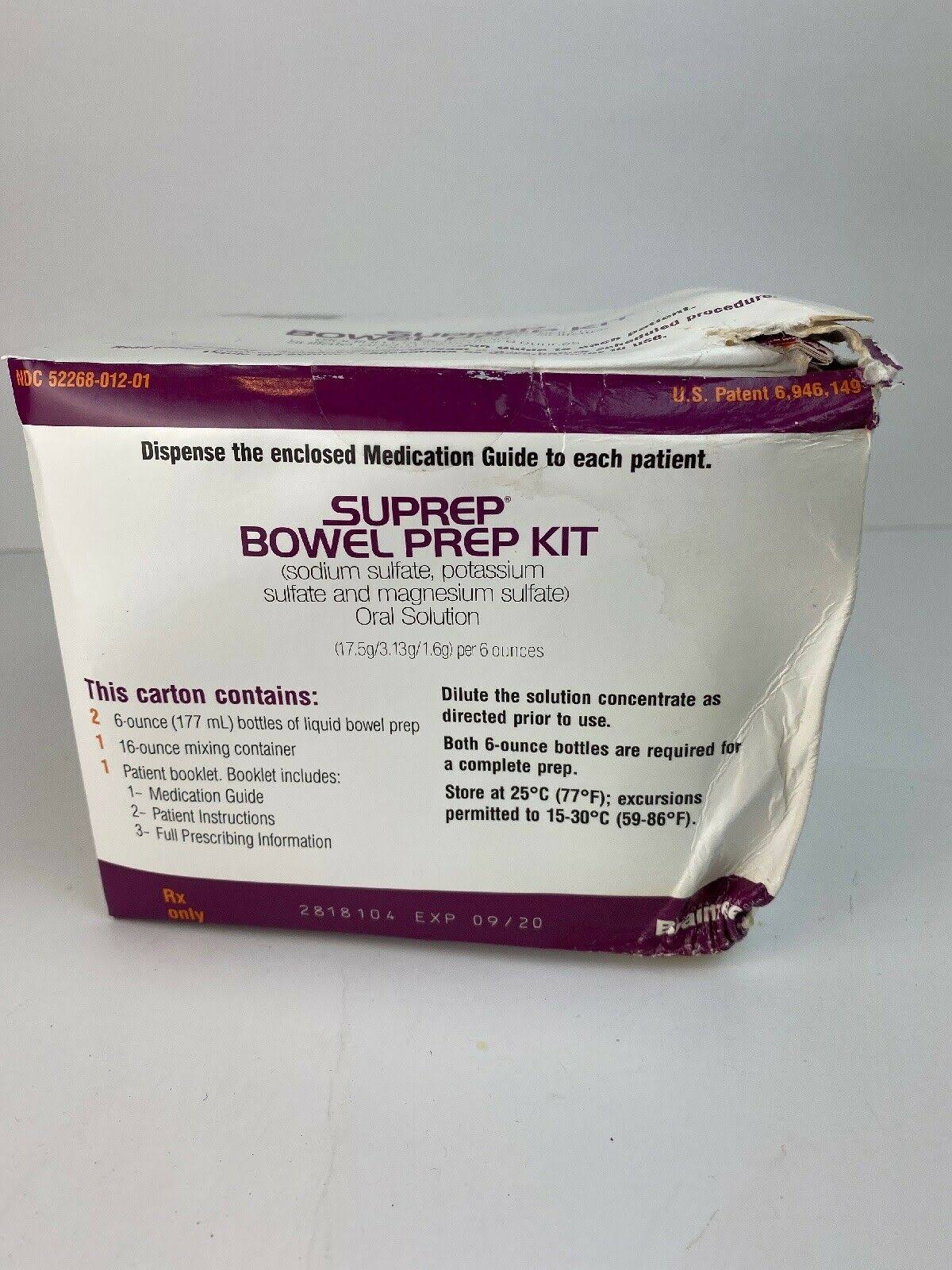 Suprep Bowel Prep Kit by Braintree Factory Sealed EXP 9/2020 Damaged Box