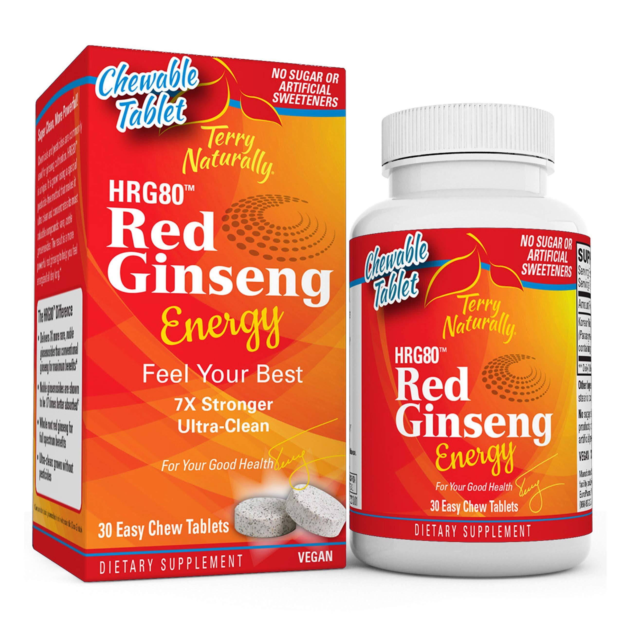 Terry Naturally HRG80 Red Ginseng Energy 30 Easy Chew Tablets