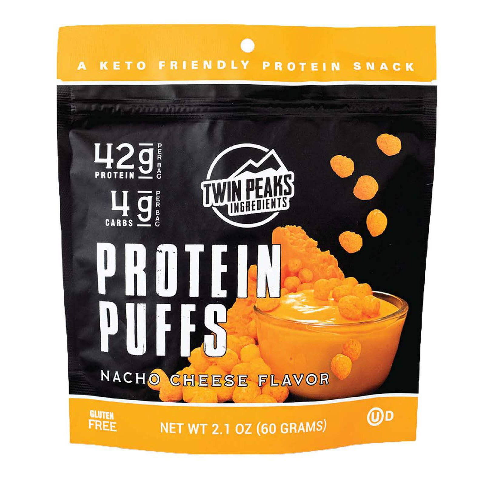 Twin Peaks Ingredients Keto Protein Puffs Nacho Cheese Flavor, 60g