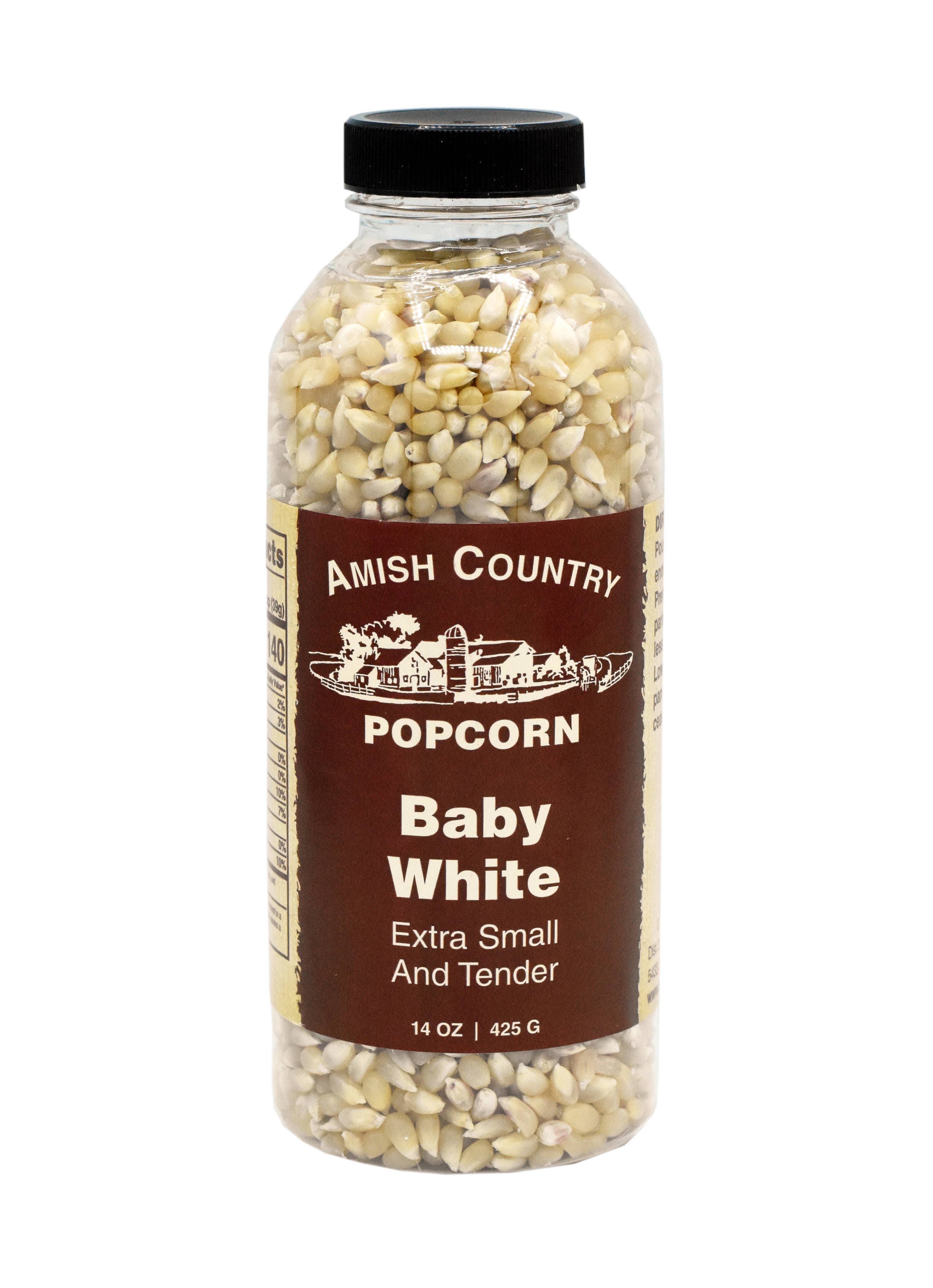 Amish Country Popcorn | 14 oz Bottle | Baby White Popcorn Kernels | Ol