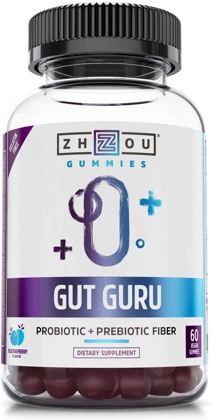 Zhou Nutrition, Gut Guru, Blue Raspberry, 60 Vegan Gummies
