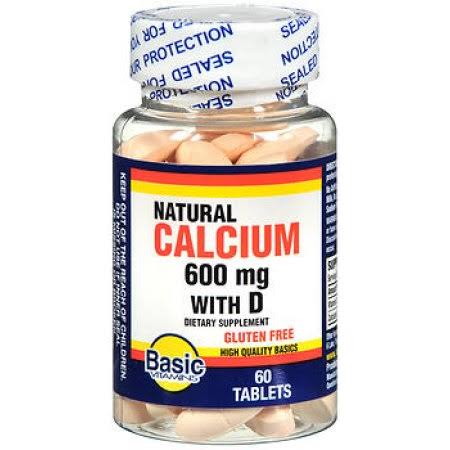 Basic Vitamins Natural Calcium Dietary Supplement - 600mg, 60ct