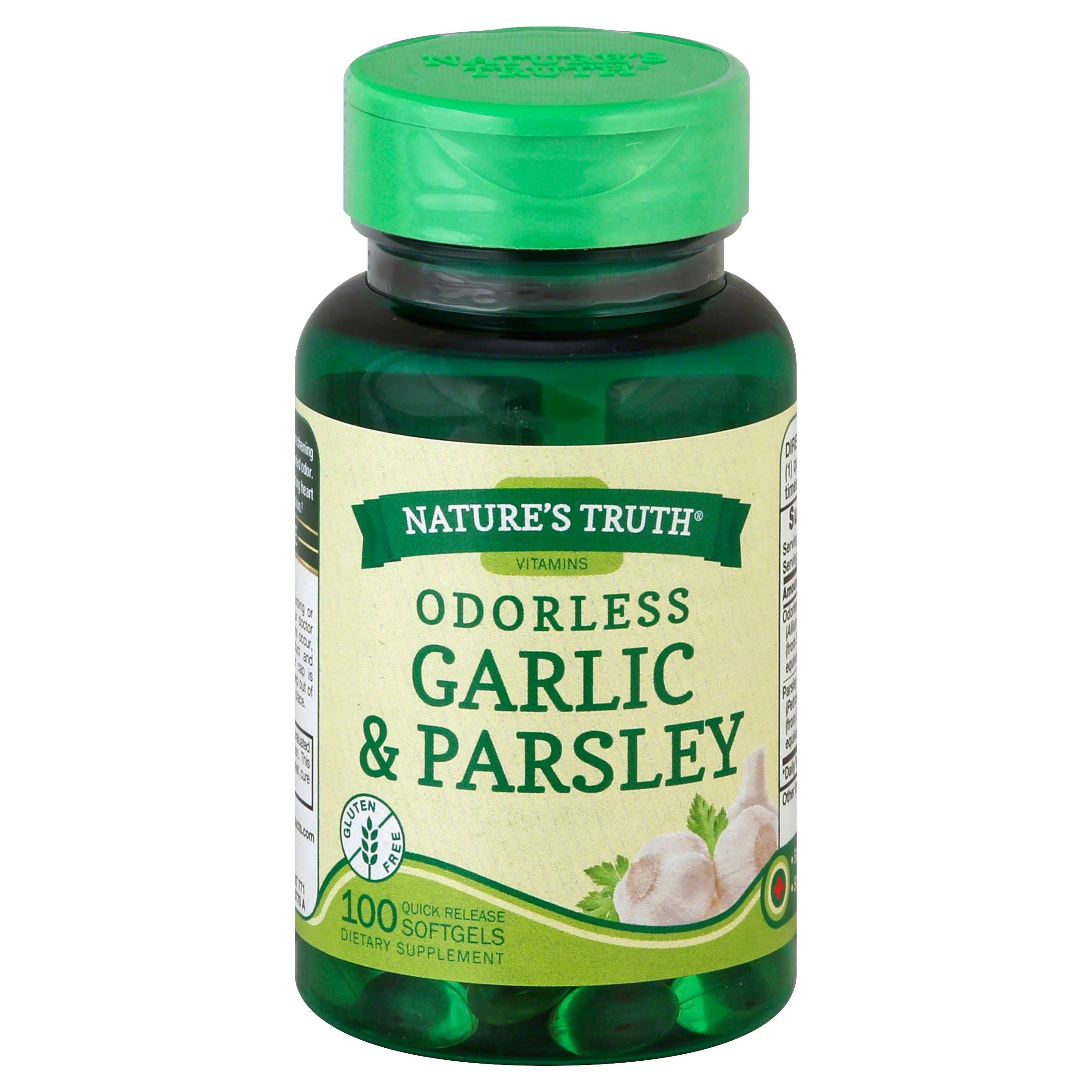 Natures Truth Garlic & Parsley, Odorless, Quick Release Softgels - 100 softgels