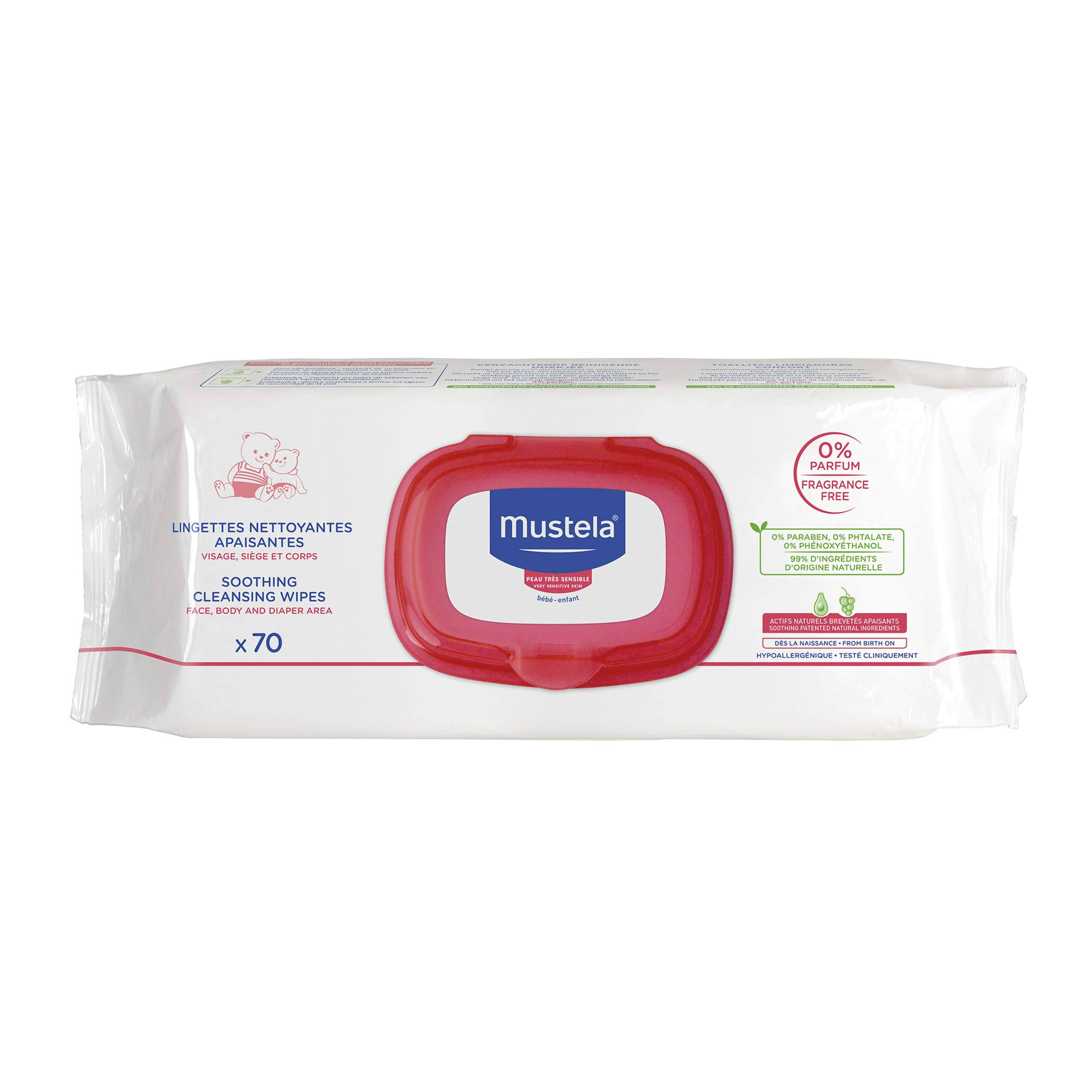 Mustela Baby Sensitive Skin Soothing Cleansing Wipes - 70pk