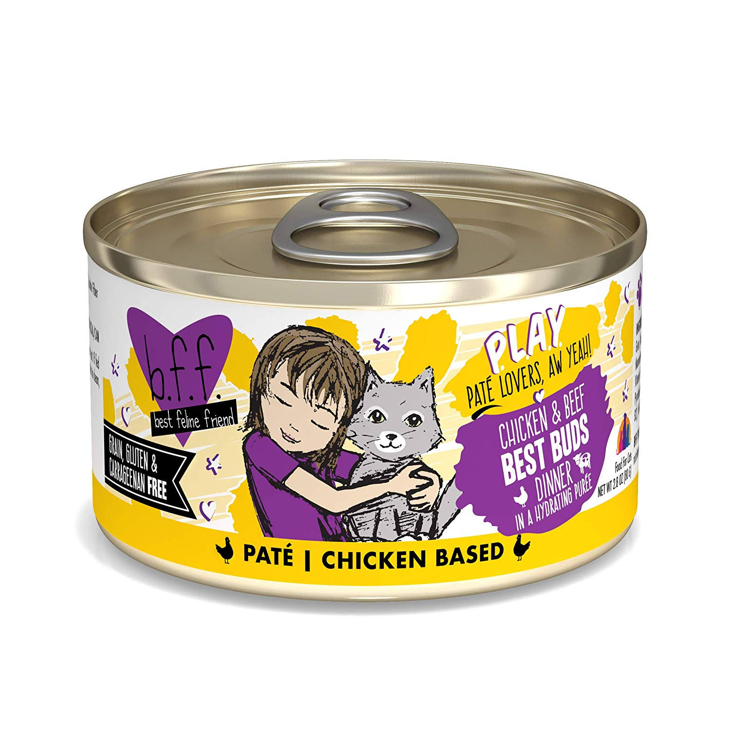 Cat Can - BFF Play - Best Buds - Chicken & Beef Dinner Paté - 2.8 oz