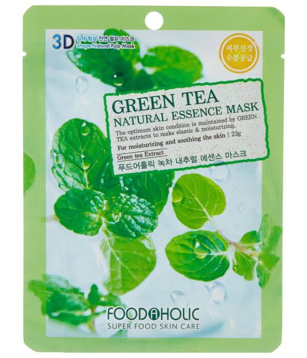 Foodaholic 3D Natural Essence Mask - Green Tea, 10ct