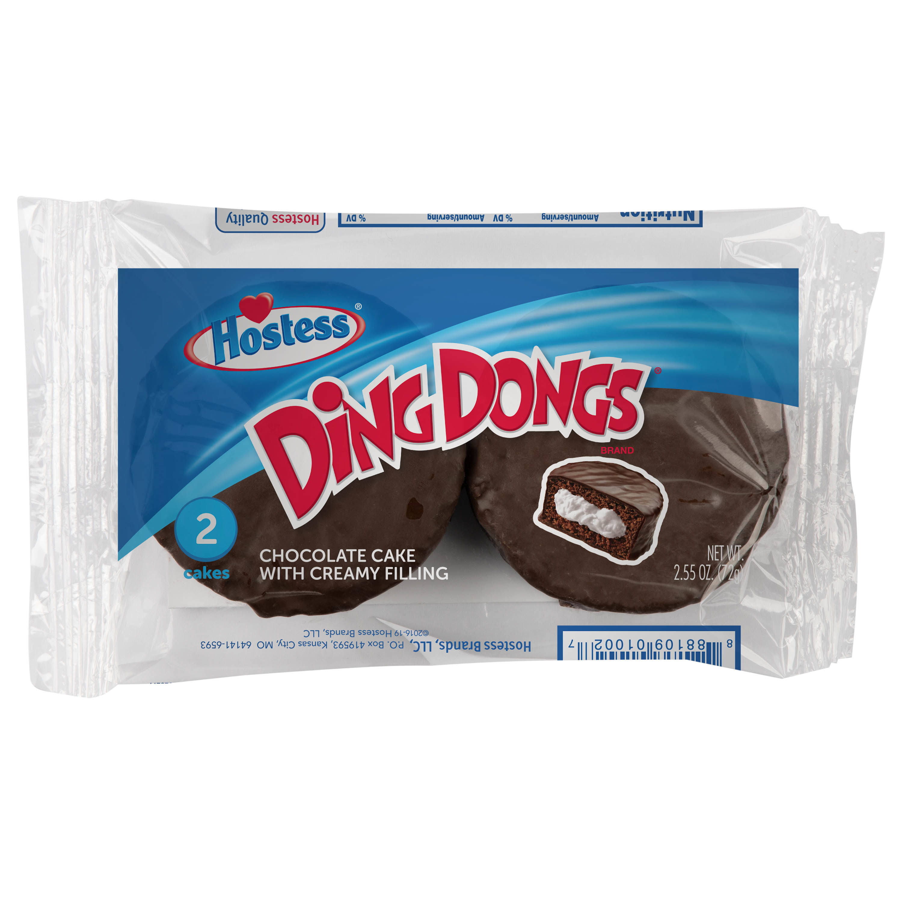 Hostess Ding Dongs Chocolate Cake - with Creamy Filling, 2.55oz, 2ct