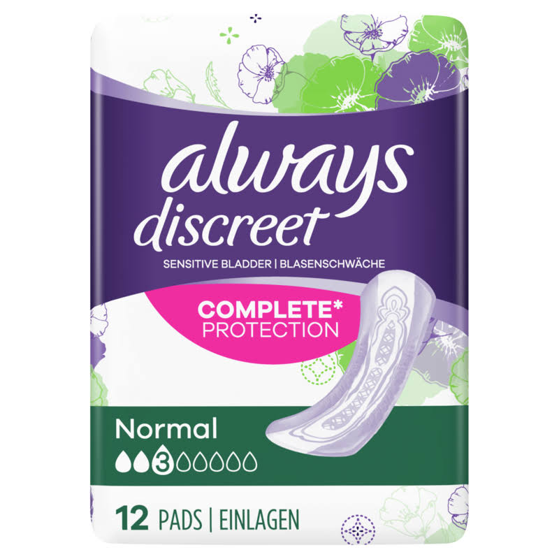 Always Discreet Incontinence Pads - Normal, for Sensitive Bladder, 12pk