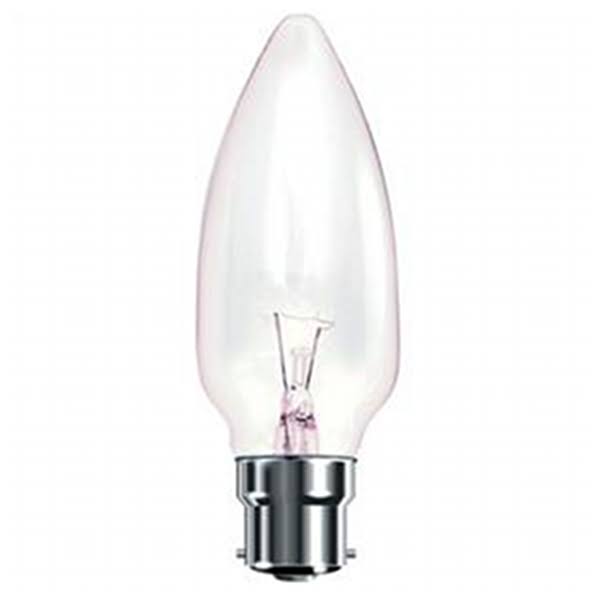 Candle 60W Ba22d/BC 240V Bell Lighting Clear Light Bulb - 46mm - 01010