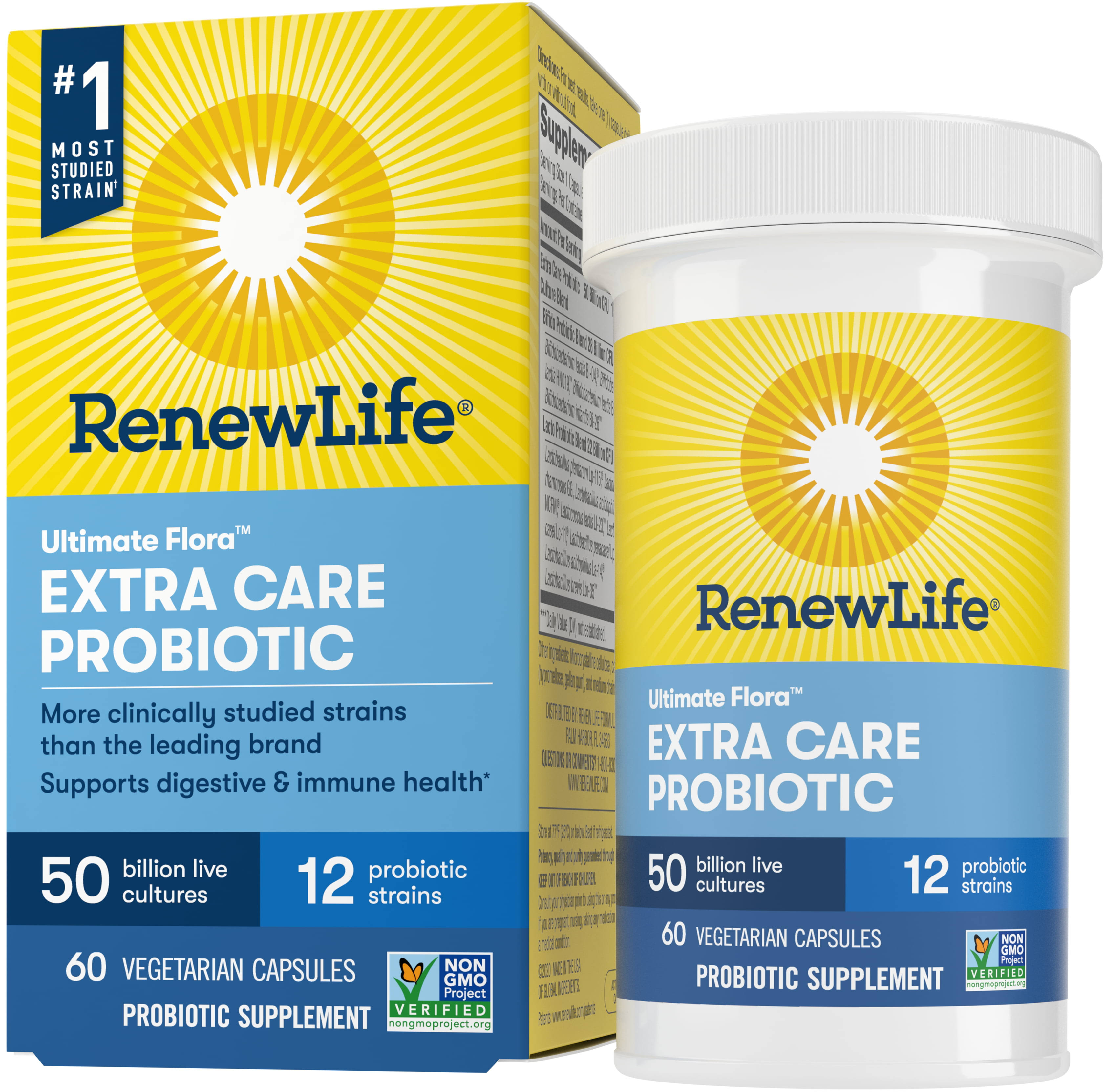 Ultimate Flora Extra Care Probiotic 50 Billion 60 Vegetarian Capsules by Renew Life