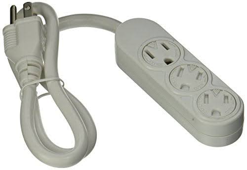 Master Electrician Power Strip - White, 3 Outlet, 15A, 125V, 1875W