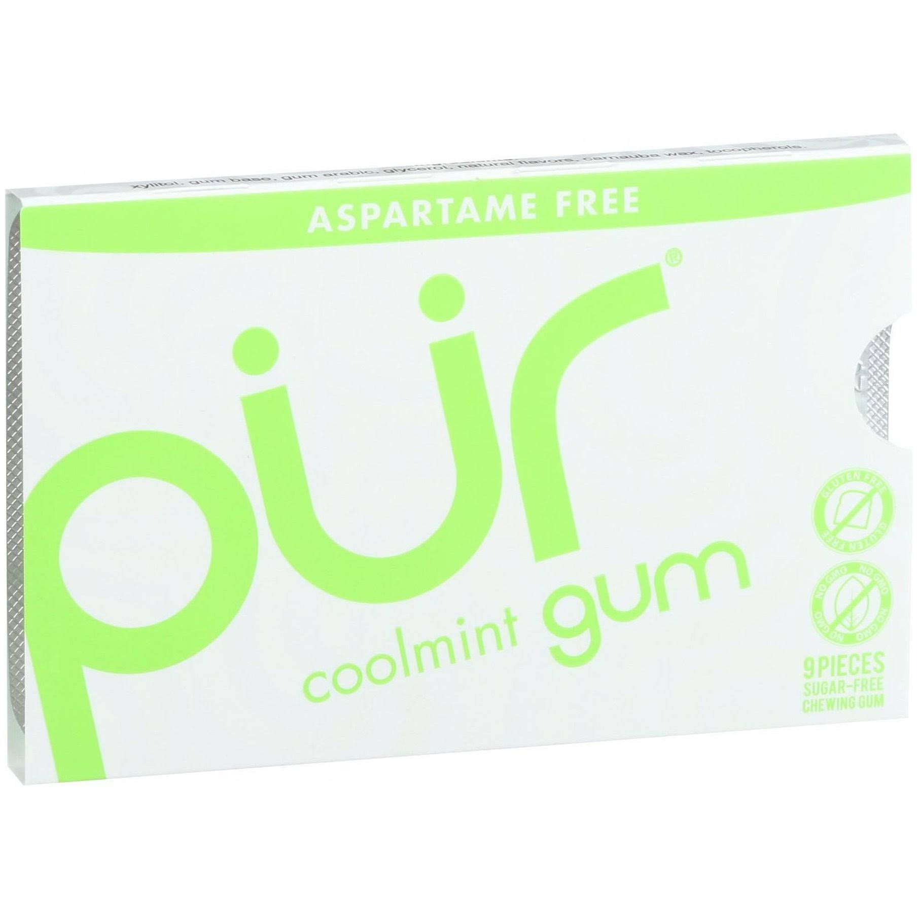Pur Chewing Gum - Sugar Free, Coolmint, 9pcs