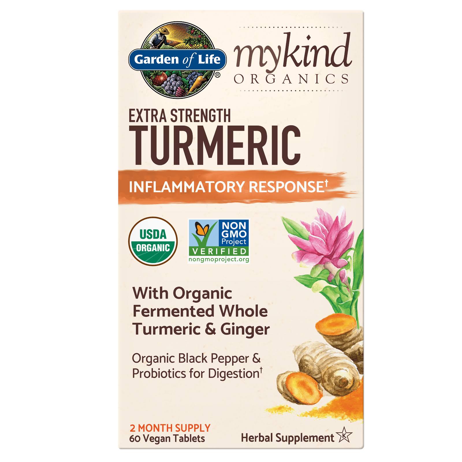 Garden of Life mykind Organics Herbal Turmeric - Extra Strength - 60 Tablets