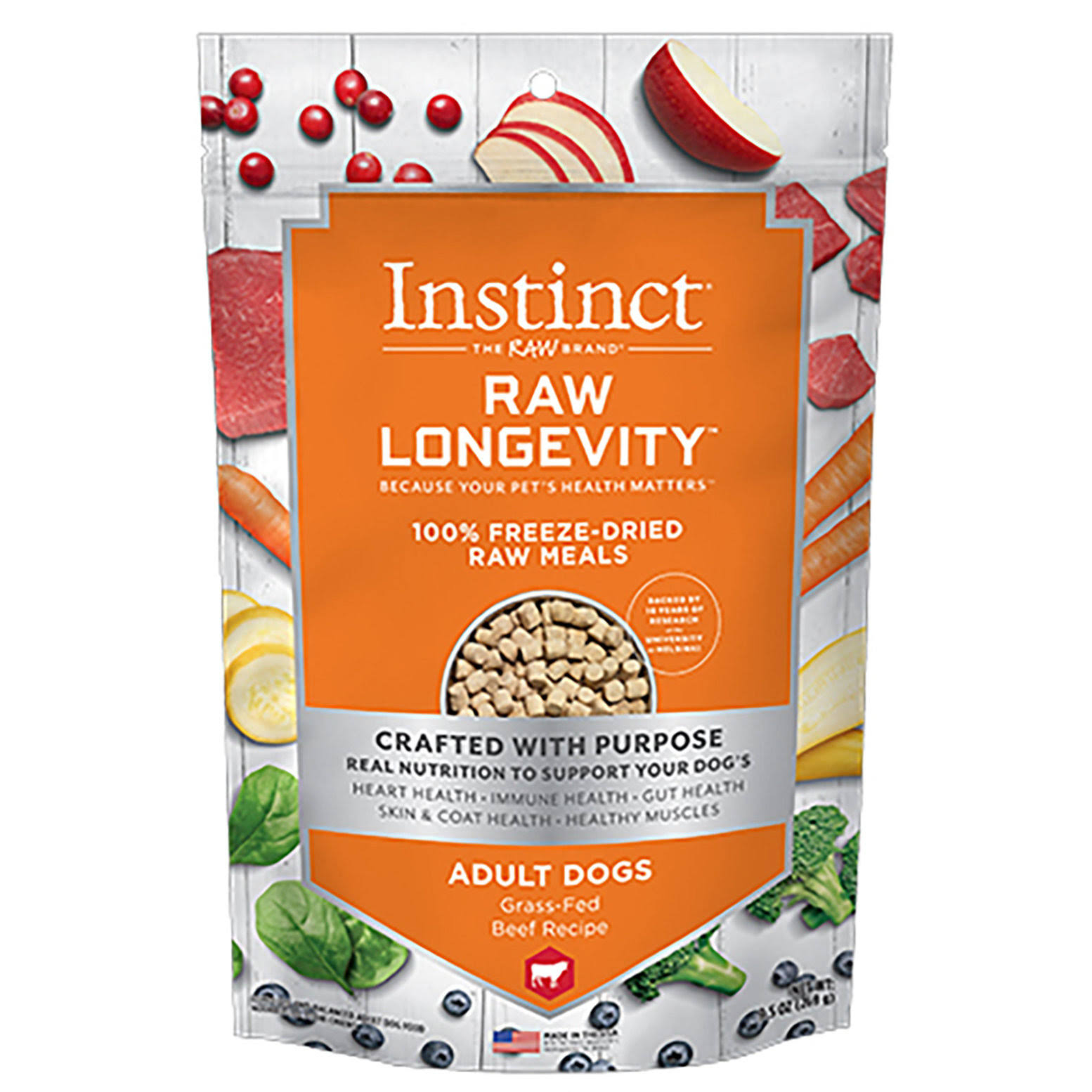 Instinct Raw Longevity Freeze-Dried Raw Meals Grass -FED Beef Recipe For Dogs